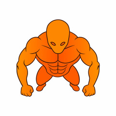 Obraz premium Bodybuilder performing a push-up on the ground vector silhouette on a white background