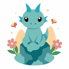 A large dragon flying over a lush green hillside. 