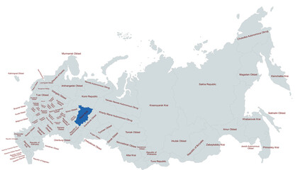 Fototapeta premium Geographical Map Highlighting perm krai Region in Russia