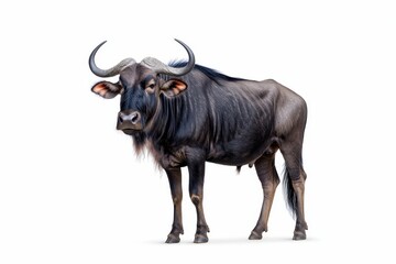 Fototapeta premium A crisp wildebeest on a transparent background, excellent for wildlife-themed design projects and educational materials highlighting African savannah animals and their natural surroundings.