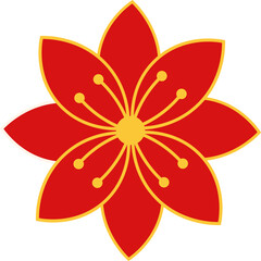 Collection of Chinese New Year Flower Illustrations for Temple Element Design