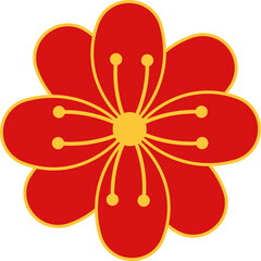 Collection of Chinese New Year Flower Illustrations for Temple Element Design