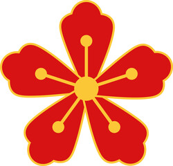 Collection of Chinese New Year Flower Illustrations for Temple Element Design