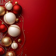 red background with spheres with white and gold design.  Generative AI