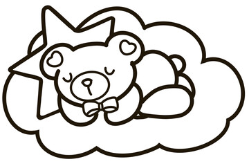 Minimalist Outline Drawing of a babe bear Elegant Design set, Cute hand drawn for decorate card baby shower, coloring book, children's books or nursery .