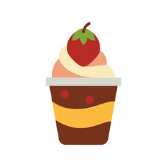 fruit cup with chocolate and cream.eps