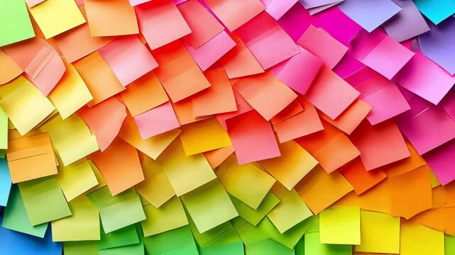 The entire wall is covered in colorful stickers. Selective focus