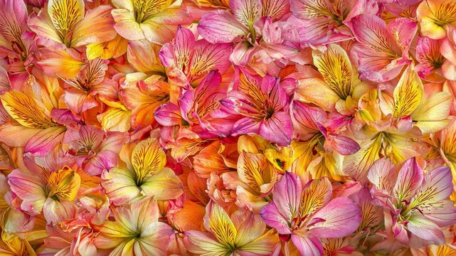 background of alstroemeria flowers. Selective focus