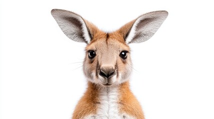 Fototapeta premium High-Resolution Kangaroo Close-Up on White Background - Premium Animal Stock Photo for Wildlife and Nature Projects