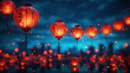 Obraz premium flat design, illustration, The Festival of Lights: Celebrating with glowing lanterns