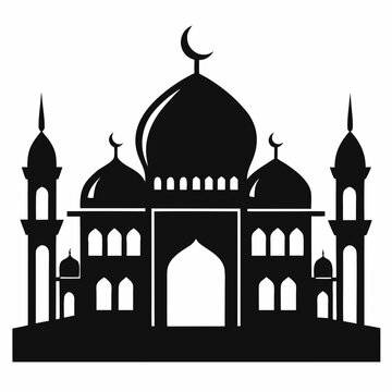 recommend clip art: Silhouette of Mosque on White Background