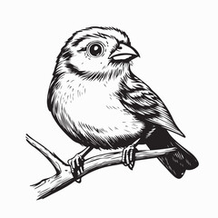 Canary perched on a branch image vector isolated on a white background