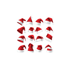 Red Santa hat isolated on transparent background