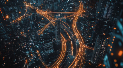 Obraz premium Smart digital Innovation city with connection network reciprocity over the cityscape. of future smart wireless city and social media networking systems that connects business people with in city