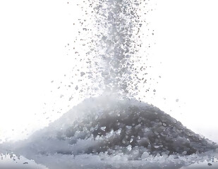 Falling sea salt isolated on white background cutout