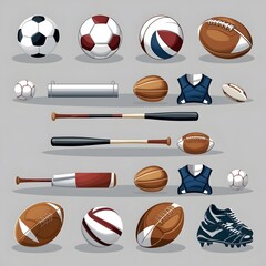 Essential Sports Gear: Soccer, Volleyball, Baseball & Rugby Equipment Collection