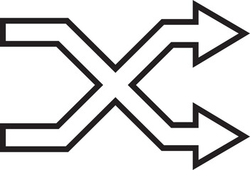 shuffle icon in trendy line style. Random playlist. Mix music. Cross shuffle vector symbol for web site design, logo, app. High quality black style illustration isolated on transparent background.