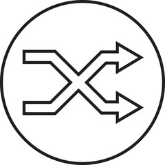 shuffle icon in trendy line style. Random playlist. Mix music. Cross shuffle vector symbol for web site design, logo, app. High quality black style illustration isolated on transparent background.