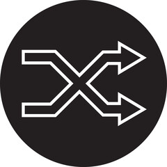 shuffle icon in trendy line style. Random playlist. Mix music. Cross shuffle vector symbol for web site design, logo, app. High quality black style illustration isolated on transparent background.