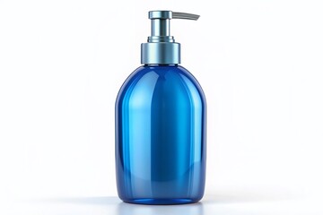 Blue Plastic Pump Bottle 3D Render - Clean & Modern Design, Isolated on White Background