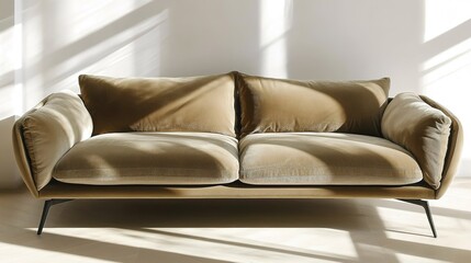 Obraz premium Modern sofa showcases plush cushions and sleek wooden frame, bat