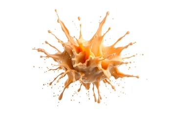 A dynamic splash of orange liquid on a white background, showcasing motion and fluidity.