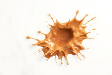 A splash of brown liquid on a white surface, creating an artistic visual effect.
