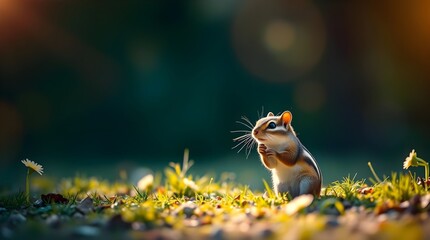 Squirrel sitting in a ground, 