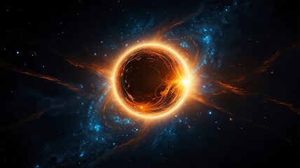 Fototapeta premium A radiant celestial being glowing with soft golden light, surrounded by a luminous aura of white and blue energy, blending seamlessly into a star-filled cosmic background.