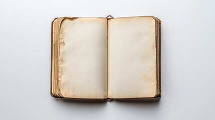 An open sketchbook with empty white pages, isolated on a white backdrop 