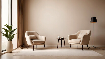Contemporary Minimalist Interior Design Featuring an Armchair in an Open and Spacious Setting