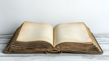 An open sketchbook with empty white pages, isolated on a white backdrop 