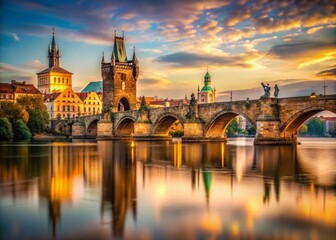 Fototapeta premium Charles Bridge Prague, High Depth of Field, Architecture, River, Cityscape