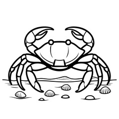 printable coloring pages of coconut crab and shells on ground, this is ideal outline coloring pages for kindergarten printable