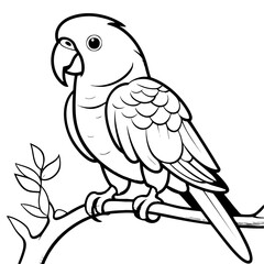 printable coloring pages of parrot sitting on tree branch, this is ideal outline coloring pages for kindergarten printable