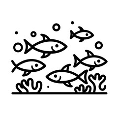 printable coloring pages of the school of fish swimming above coral reef, this is ideal outline coloring pages for kindergarten printable