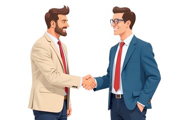 Fototapeta premium Two men in business suits shake hands in mutual respect