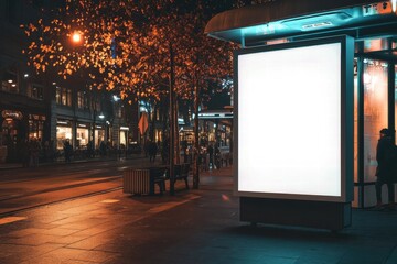Blank Billboard at Night