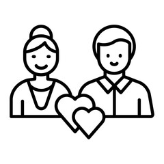 A bride and groom holding a heart, symbolizing a wedding couple and their love