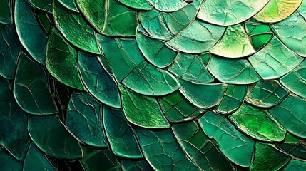 Fototapeta premium Vibrant Green Abstract Digital Painting: Close-Up View of Textured Scaled Artwork. AI Generated