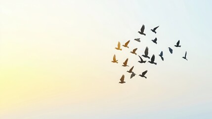 Obraz premium Spring migration of birds natural landscape aerial view seasonal cycle in nature tranquil environment