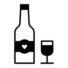 Bottle and glass black icon