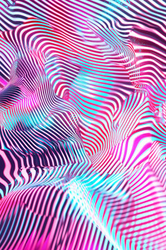 Abstract Modernpink and blue holographic background in 80s style. Synthwave. Vaporwave style. Retrowave, retro futurism, webpunk
