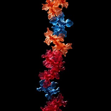 Vibrant Floral Explosion of Radiant Colors and Fractal Shapes in a Kaleidoscopic Composition
