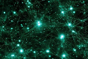 Obraz premium Mesmerizing Interconnected Glowing Particles Forming Abstract Digital Landscape
