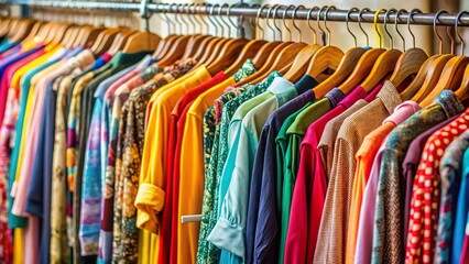 Clothing Rack Overflowing with Trendy Apparel - Stylish Retail Display