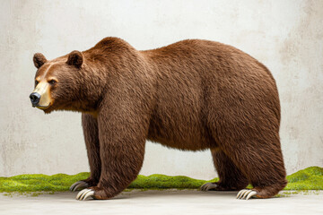 Fototapeta premium large brown bear standing on green grass, showcasing its strength