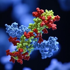 Microscopic view of molecular structure of virus or bacterial pathogen in medical research laboratory