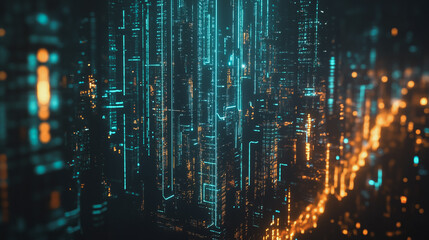 Smart digital Innovation city with connection network reciprocity over the cityscape. of future smart wireless digital city and social media networking systems that connects people with in city