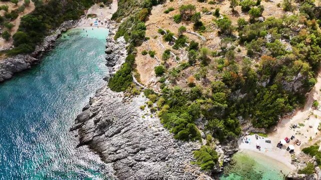 Agriosikia Beach, on the coast of Zakynthos, Greece.